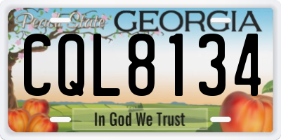GA license plate CQL8134