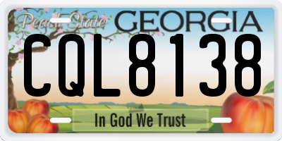 GA license plate CQL8138