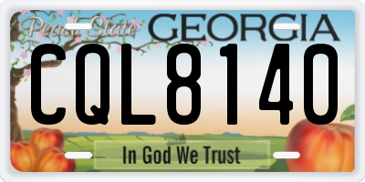 GA license plate CQL8140