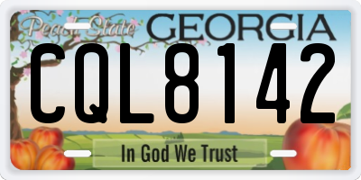GA license plate CQL8142