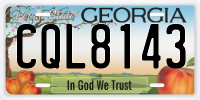 GA license plate CQL8143