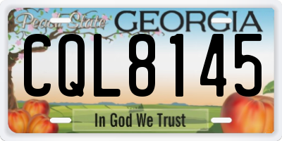 GA license plate CQL8145
