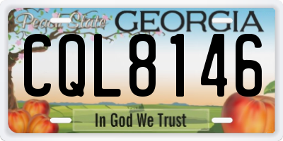 GA license plate CQL8146