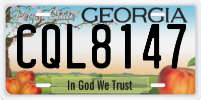 GA license plate CQL8147