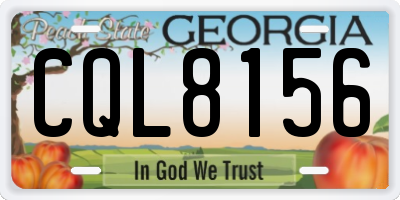 GA license plate CQL8156