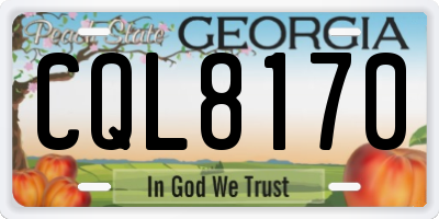 GA license plate CQL8170