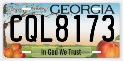 GA license plate CQL8173