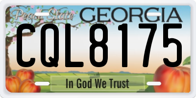 GA license plate CQL8175