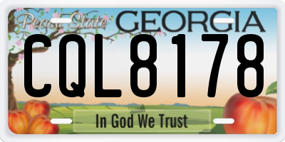 GA license plate CQL8178