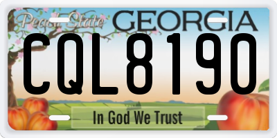 GA license plate CQL8190