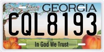 GA license plate CQL8193