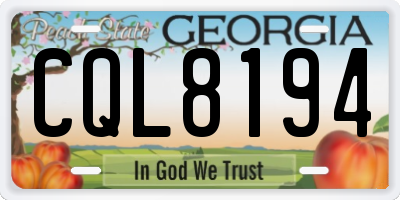 GA license plate CQL8194