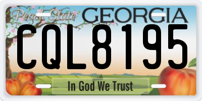 GA license plate CQL8195