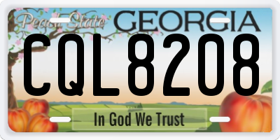 GA license plate CQL8208