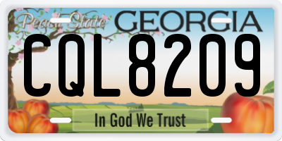 GA license plate CQL8209