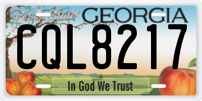 GA license plate CQL8217