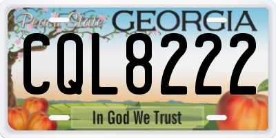 GA license plate CQL8222