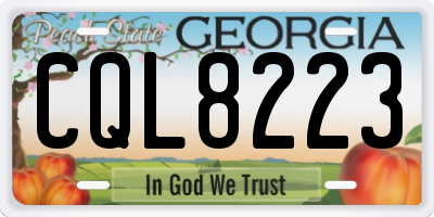 GA license plate CQL8223
