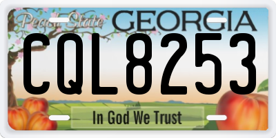 GA license plate CQL8253