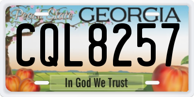 GA license plate CQL8257