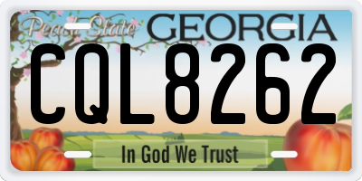 GA license plate CQL8262