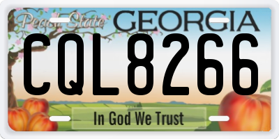 GA license plate CQL8266