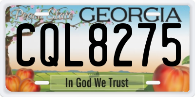 GA license plate CQL8275