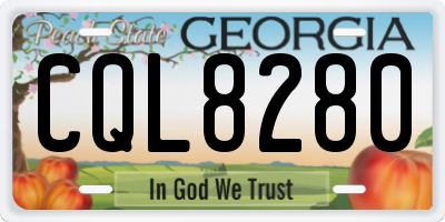 GA license plate CQL8280