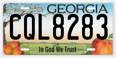 GA license plate CQL8283