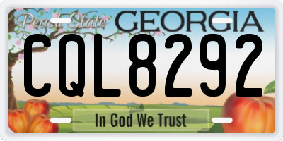 GA license plate CQL8292