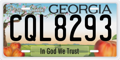 GA license plate CQL8293