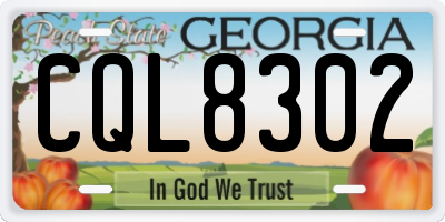 GA license plate CQL8302