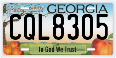 GA license plate CQL8305