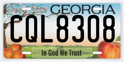 GA license plate CQL8308