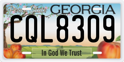 GA license plate CQL8309