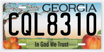 GA license plate CQL8310