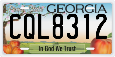 GA license plate CQL8312