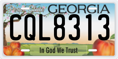 GA license plate CQL8313