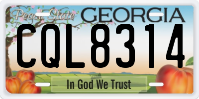 GA license plate CQL8314