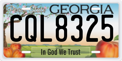GA license plate CQL8325