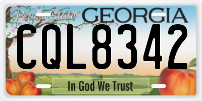 GA license plate CQL8342