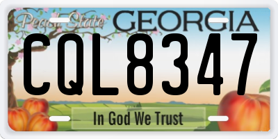 GA license plate CQL8347