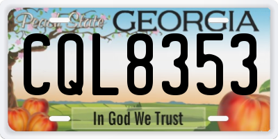 GA license plate CQL8353