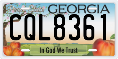 GA license plate CQL8361
