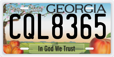 GA license plate CQL8365