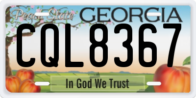 GA license plate CQL8367