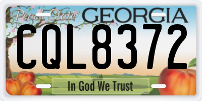 GA license plate CQL8372