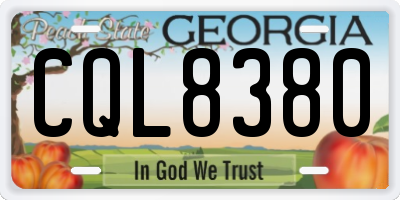 GA license plate CQL8380