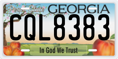 GA license plate CQL8383