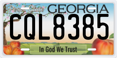 GA license plate CQL8385